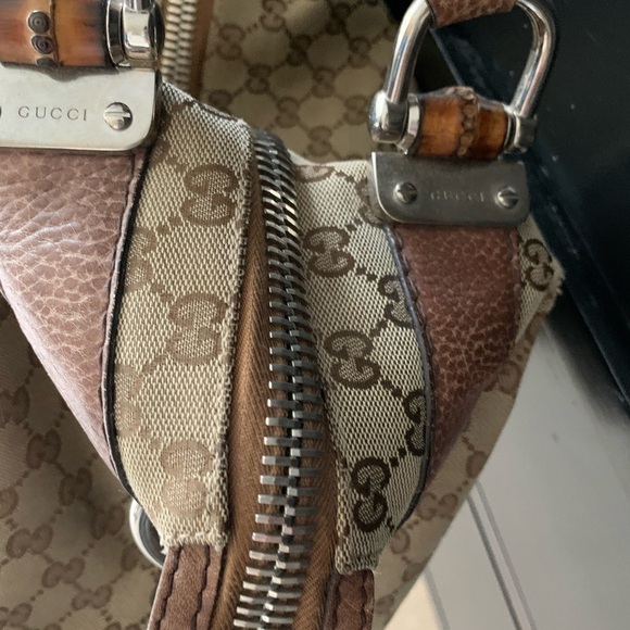 Gucci Beige and Brown Vintage Canvas Bamboo Bar women’s Handbag - Picture 7 of 16